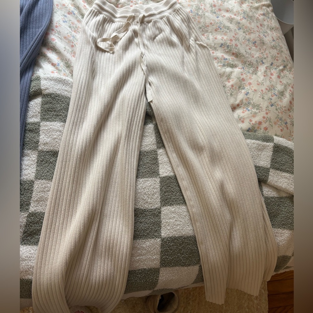 Women's Cream Ribbed Pants Grey Bandit